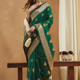 RAJGRANTH Embroidered Colourful Thread Floral Saree image 3