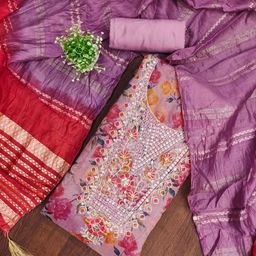 Rangtulika Ethnics Floral Embroidered Sequinned Unstitched Dress Material-picture-35