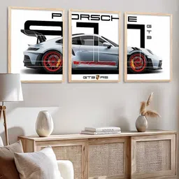 WALLLANE Set of 3 Sports Car Framed Triptych Posters image 2