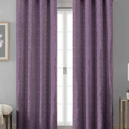 HOMEBREW FURNISHINGS Lavender & Gold Toned 2 Pieces Printed Room Darkening Door Curtains-picture-17
