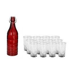 1ST TIME Red & Transparent Glass Solid Water Bottle-picture-31