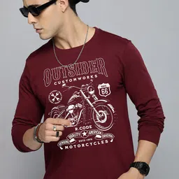 R.Code by The Roadster Life Co. Men Varsity Printed Applique T-shirt-picture-29