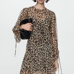 MANGO Animal Print Puff Sleeve A-Line Mini Dress-picture-49