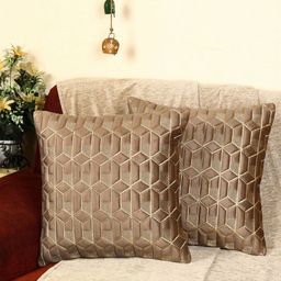 MONKDECOR Set Of 2 Brown Velvet Square Cushion Covers-picture-4