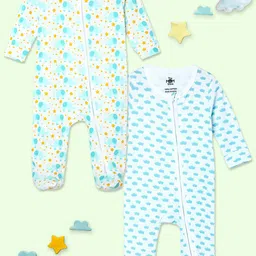The Mom Store Infants Pack of 2 Printed Pure Cotton Sleepsuits-picture-16