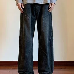 StyleCast Men Wide Leg Low Distress Light Fade Stretchable Jeans image 1