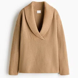 H&M Women Rib-Knit Shawl-Collar Jumper image 5