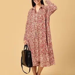The Mom Store Ethnic Motifs Print Maternity A-Line Midi Dress-picture-10