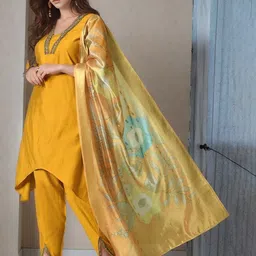 KALINI Women Yoke Design Kurta with Dhoti Pants & Dupatta image 5