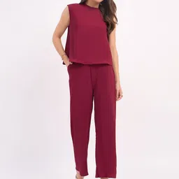 DressBerry Self Design Round Neck Top With Trouser image 4