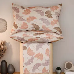 BLUEDOT Umang Beige Floral Printed 210 TC Fitted King Bedsheet Set 1.98 m x 1.82 m image 2