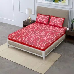 MILAAV Red Geometric 144 TC Bedsheet with 2 Pillow Covers-picture-34