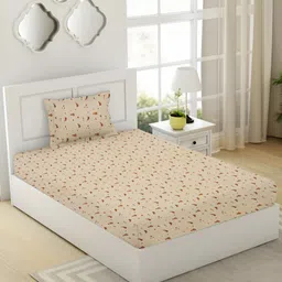 Myntra Elegant Homes Beige Cartoon Characters 144 TC Single Bedsheet Set 1.52 m x 2.28 m image 5