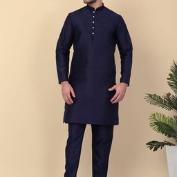 KRAFT INDIA Men Ethnic Motifs Regular Sequinned Kurta with Churidar-picture-9