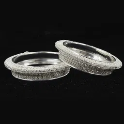 ZULKA Set of 2 Alloy Metal Gold Plated BanglesStudded Zircon Stone image 4