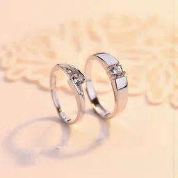J.S ENTERPRISES Unisex Set Of 2 Stainless Steel Artificial Stones Studded Finger Rings-image-41
