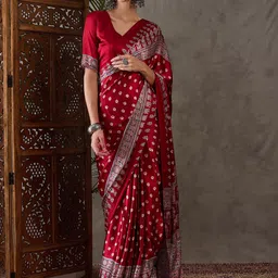 KALINI Ethnic Motifs Silk Blend Saree-picture-36