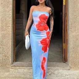 StyleCast Women Floral Printed Strapless Bandeau Maxi Dress-picture-42