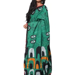 Pinkcity Trade World Green Pure Cotton Ikat Sarees-picture-11