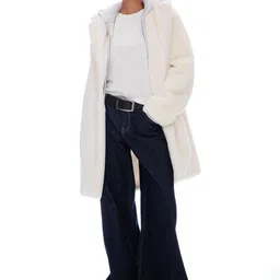 Bershka Faux Fur Notched Lapel Collared Single-Breasted Overcoat-picture-20