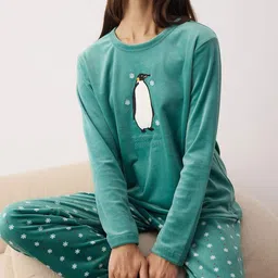 Trendyol Women Printed T-shirt & Pyjamas Nightsuit image 2