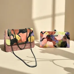 CLARIS JAMES Women Colourblocked Crossbody Sling Bag with Pouch-image-2