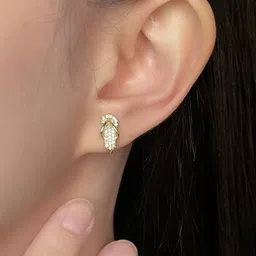 FIMBUL Gold-Plated Rhinestone Studded Quirky Studs image 3