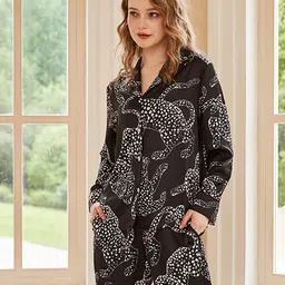 JC Collection Women Printed Lapel Collar Night suit image 5