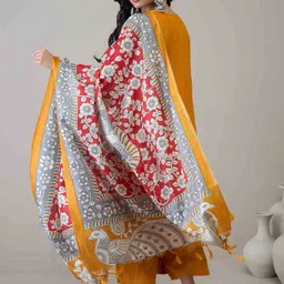 InWeave Women Striped Empire Kurta with Palazzos & With Dupatta image 4