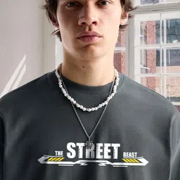 PRONK Men Graphic Printed Round Neck Cotton Oversized T-shirt image 3