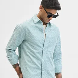 Snitch Men Slim Fit Spread Collar Textured Casual Shirt image 5