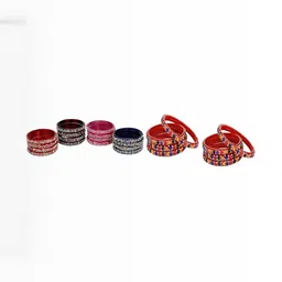 SOMIL Women Set of 24 Artificial Stones and Beads Glass Bangle-image-22