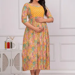 ANUOM Floral Print Maternity Fit & Flare Midi Dress image 3