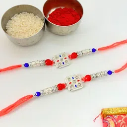 Sangria 2Pcs Silver Wraparound Rakhis-picture-33