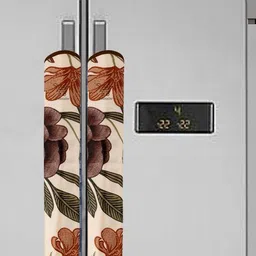 E-Retailer 2-Pcs Brown & Off White Printed Refrigerator Covers image 3