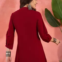 Sangria Embroidered Peplum Top image 4