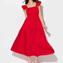 BUY NEW TREND Women Solid Smocked A-Line Maxi Dress-picture-17