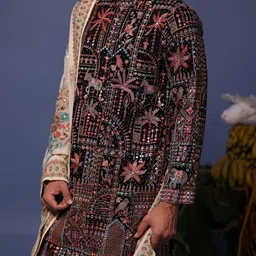 KALPRAAG Embroidered Mandarin Collar Straight Thread Work Kurta With Patiala And Dupatta image 3