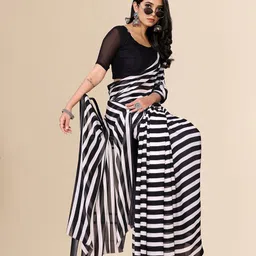 Moda Rapido Striped Printed Saree image 4