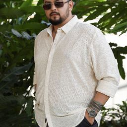 Instafab Plus Men Comfort Relaxed Fit Textured Spread Collar Casual Shirt-picture-24