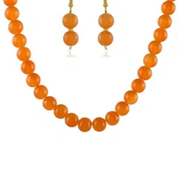 19TH JULY JEWELS Orange Beaded Alloy Necklace With Earrings-picture-11
