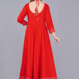 rf clothes Floral Printed Round Neck Gotta Patti Anarkali Kurta With Trousers image 4