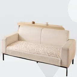 HOUSE OF QUIRK Double Seater Leaf Pattern Chenille Fabric Stretch Seat Sofa Mat image 3