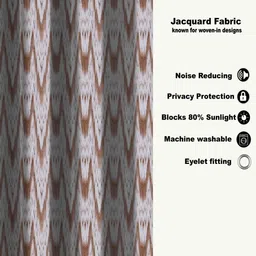 HOMEBREW FURNISHINGS Rose Gold & Grey Self Design 2 Pieces Long Door Curtains image 5