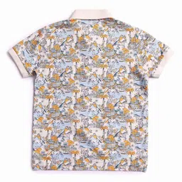 U.S. Polo Assn. Kids Boys Brand Logo Printed Polo Collar Applique T-shirt image 2