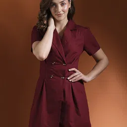 Women Solid Double Breasted Formal Blazer-image-59