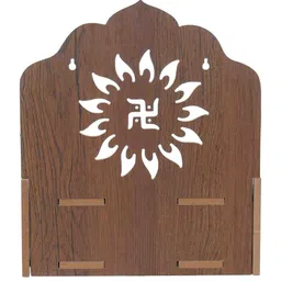 Brown Swastik Design Laminated Wood Pooja Shelf By eCraftIndia image 5