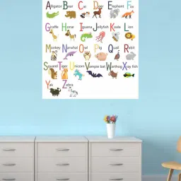 Pvc Vinyl 24 X 24 Inch Alphabets With Cute Animals Wall Sticker-image-40