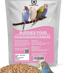 GLOBAL GREEN - All Life Stages Budgie Bird Food | Seed Mix for everyday feeding Nuts 0.45 kg Dry Adult, New Born, Senior, Young Bird Food image 1