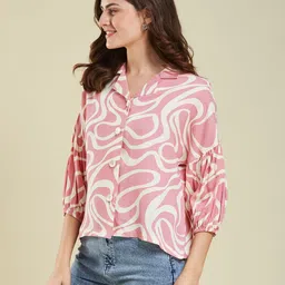 j turritopsis Women Regular Fit Geometric Print Casual Shirt image 4